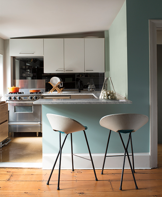 Light blue & white paint color for small kitchen